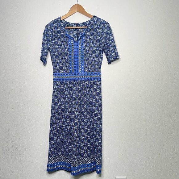 Talbots Women’s Blue V Neck Mid Sleeve Midi Dress Size XS - Picture 1 of 9